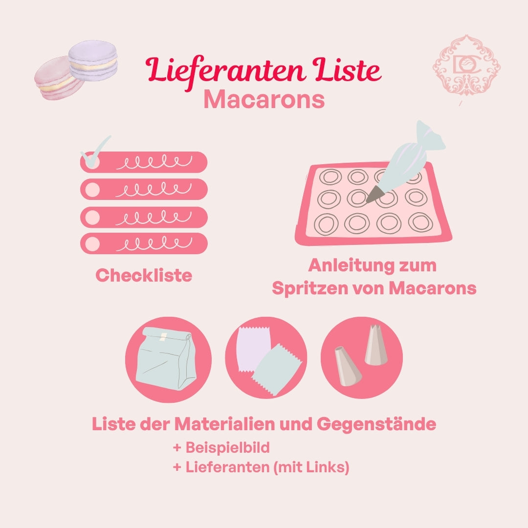 Macarons Backen Lieferanten Liste