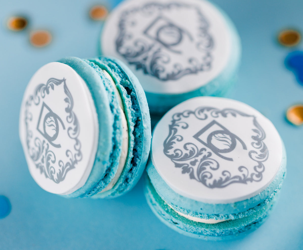 Macarons mit Firmenlogo