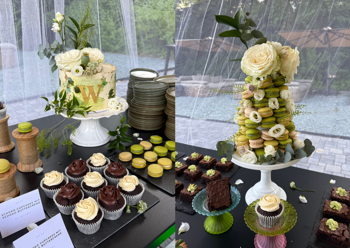Sweet Table für Firmenfeier Teamevent in Frankfurt. Macarons cupcakes kuchen