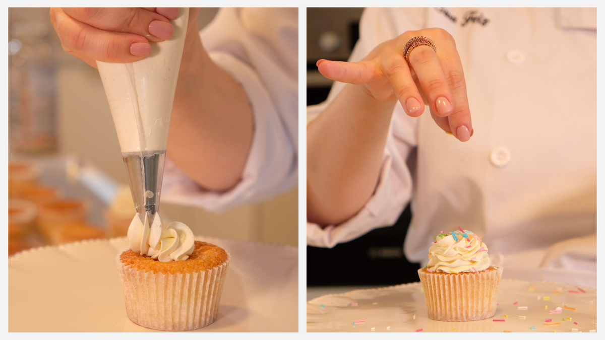 Birthday baking party with cupcakes